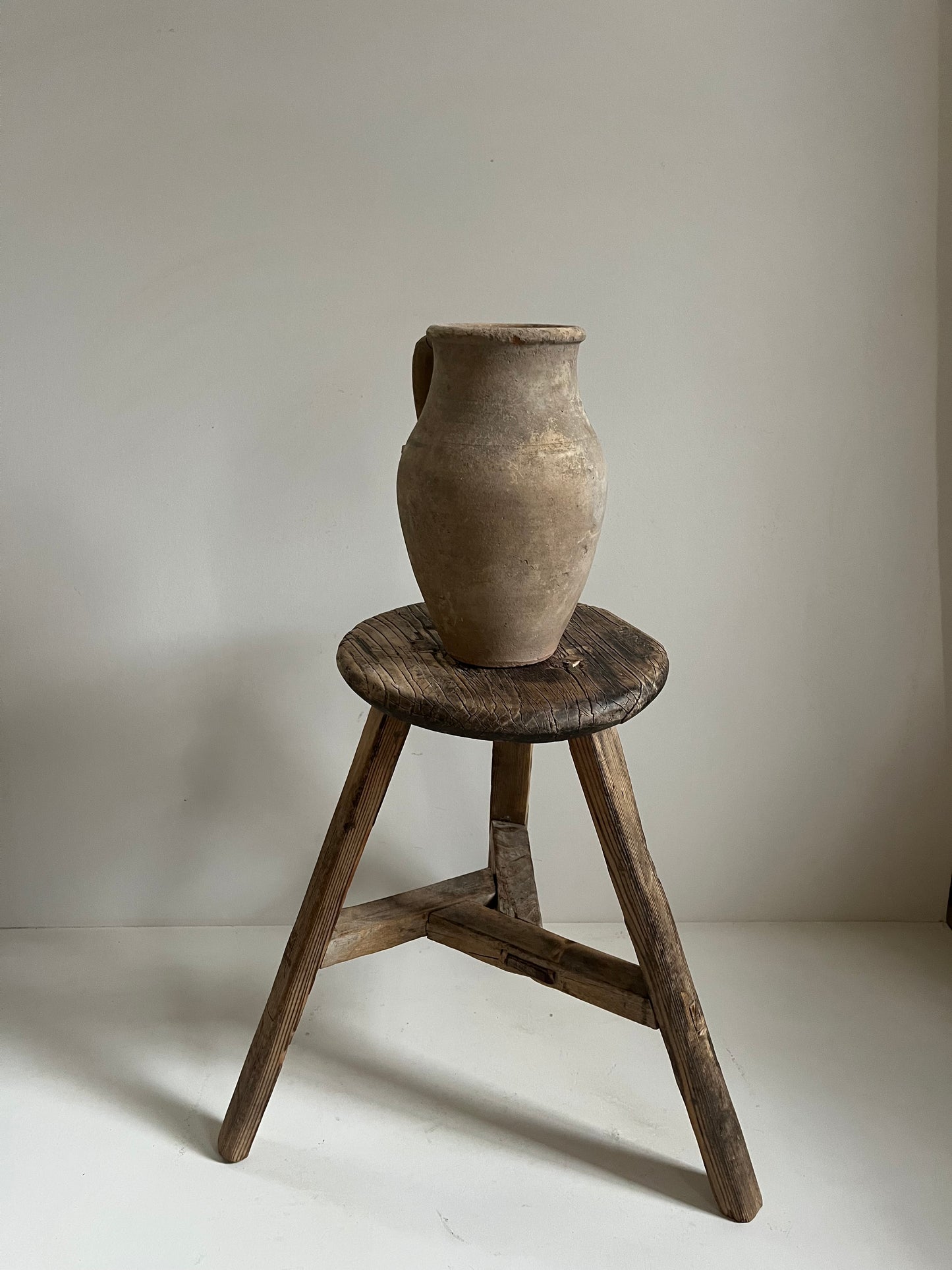 Vintage Round Elm Stool II