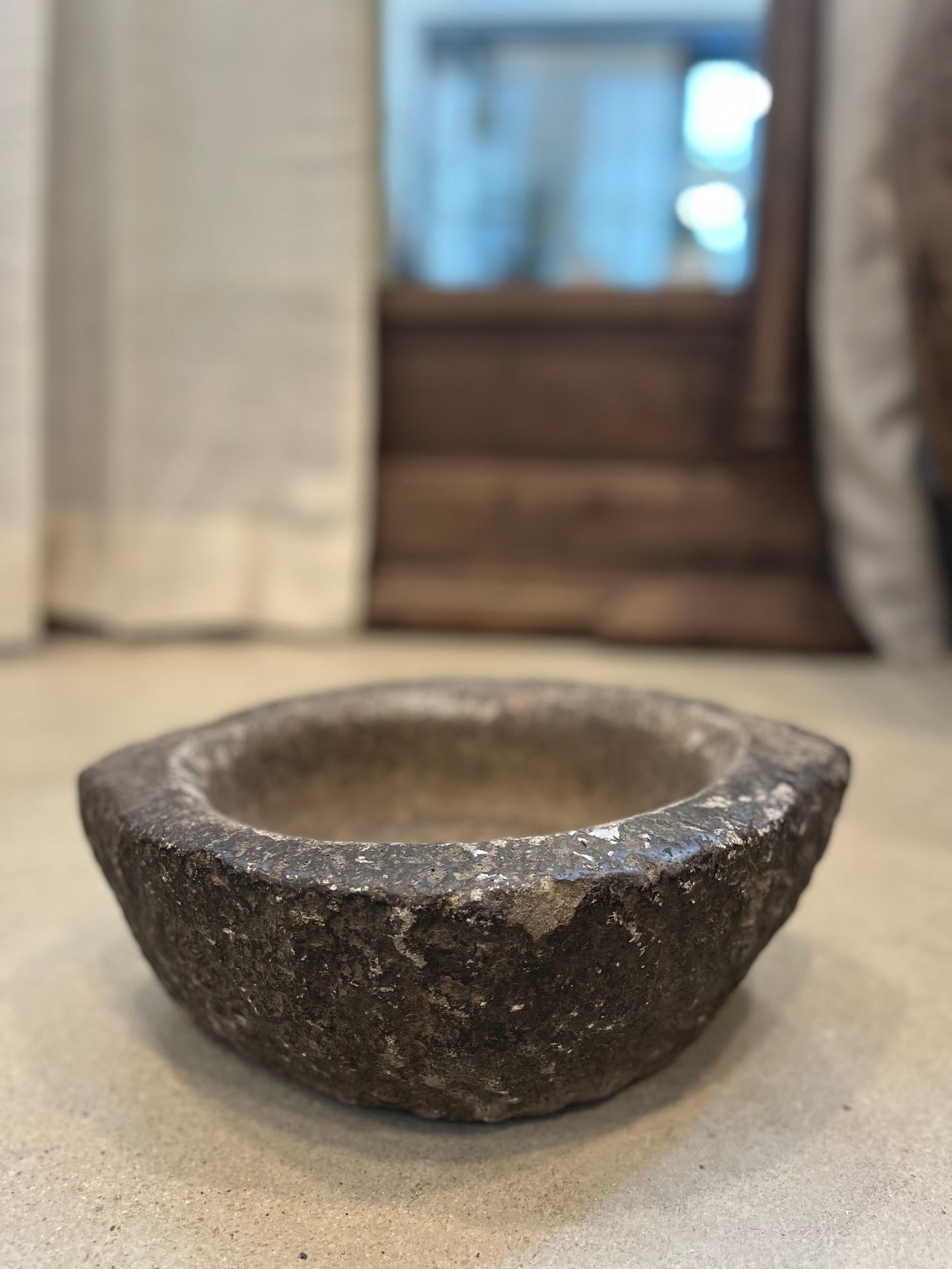 Oval stone mortar