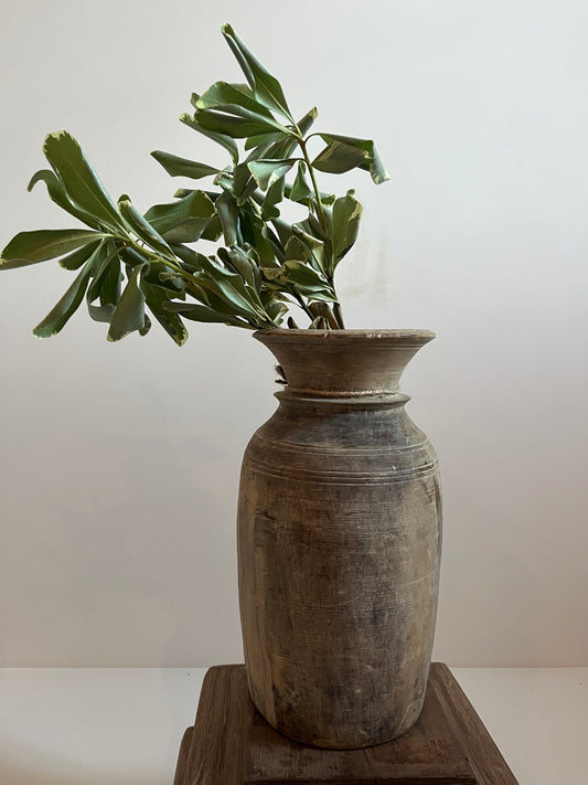 Bleached Vintage Teakwood Vase, Medium No. 003