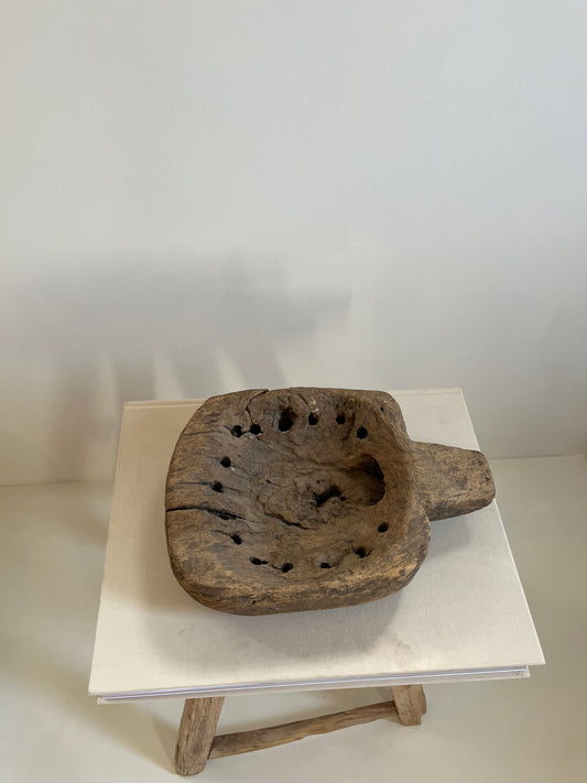 Vintage Wood Bowl with Handle No.001