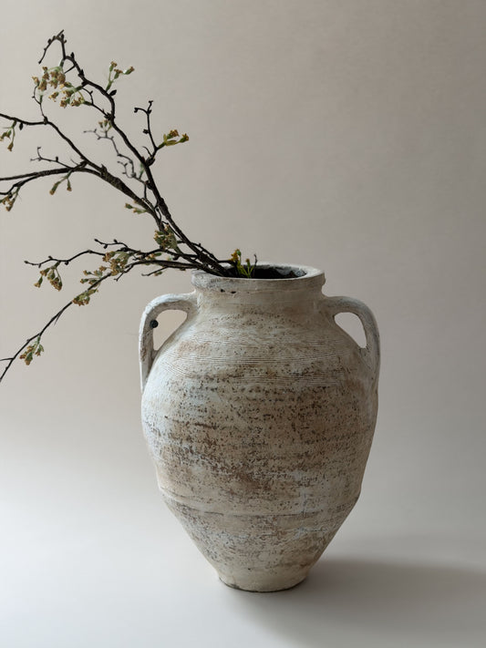 Double Handled Vessel - Cream White Wash