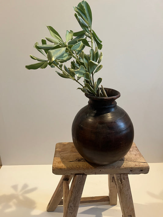 Natural Teak Wood Round Vase, Medium No. 002