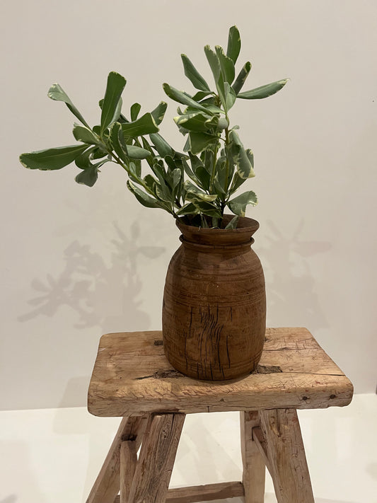 Natural Teak Wood Vase, Small No. 002