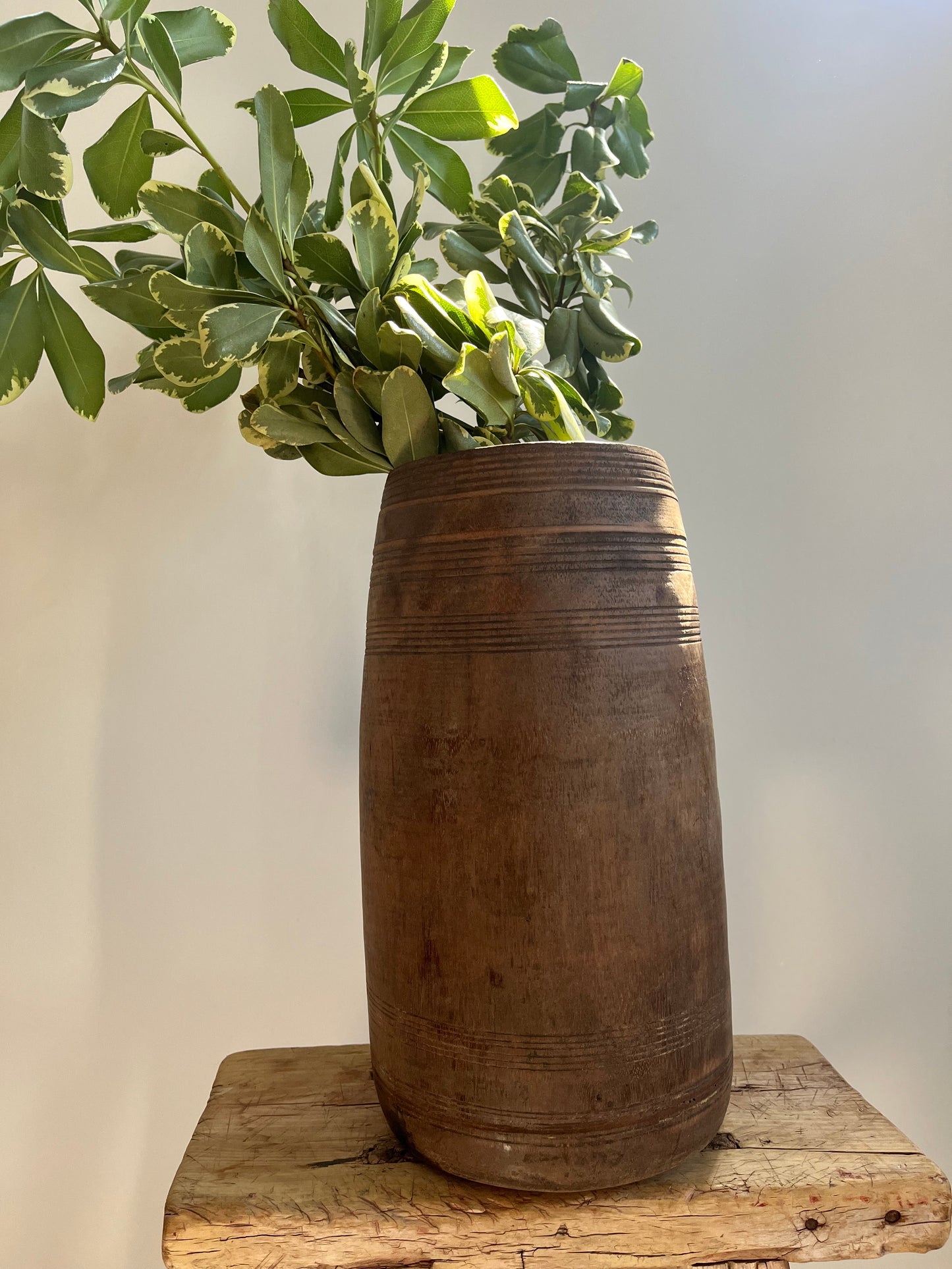 Natural Teak Wood Vase, Medium No. 001