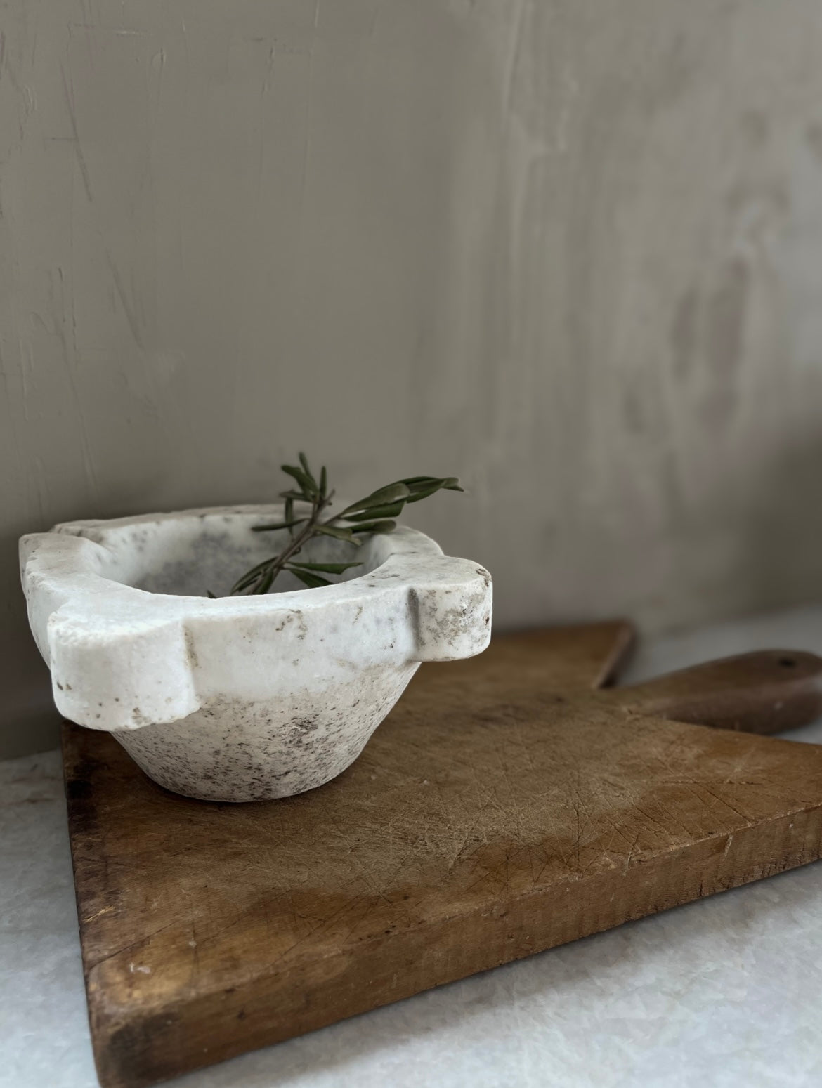 Antique French marble mortar