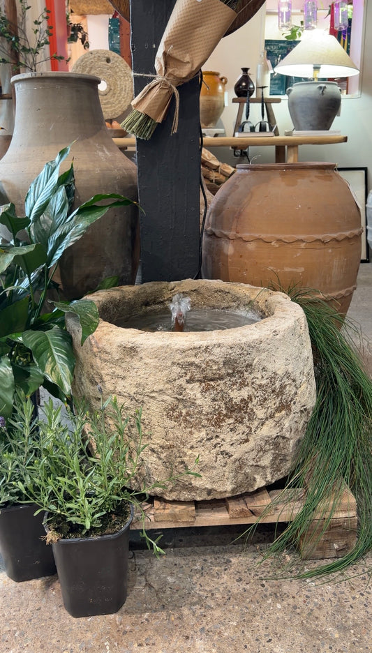 Limestone Trough Fountain - Round