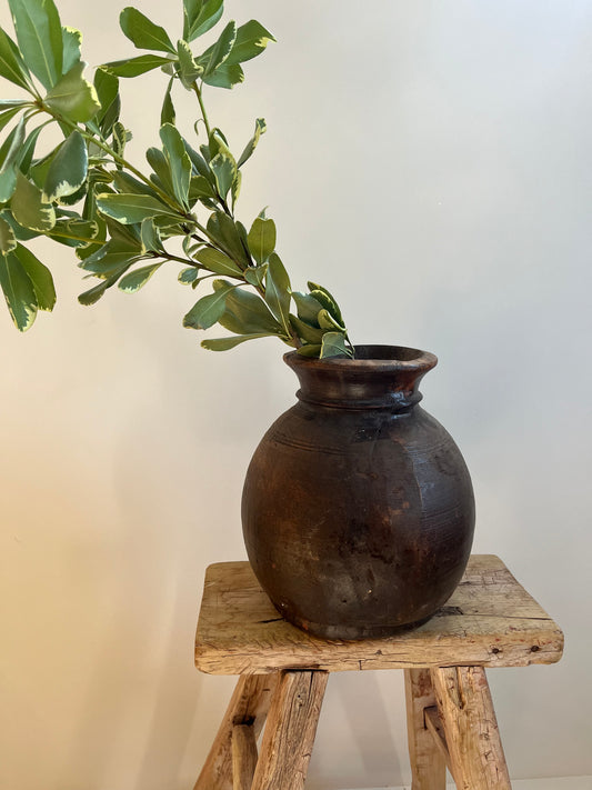 Natural Teak Wood Round Vase, Medium No. 001