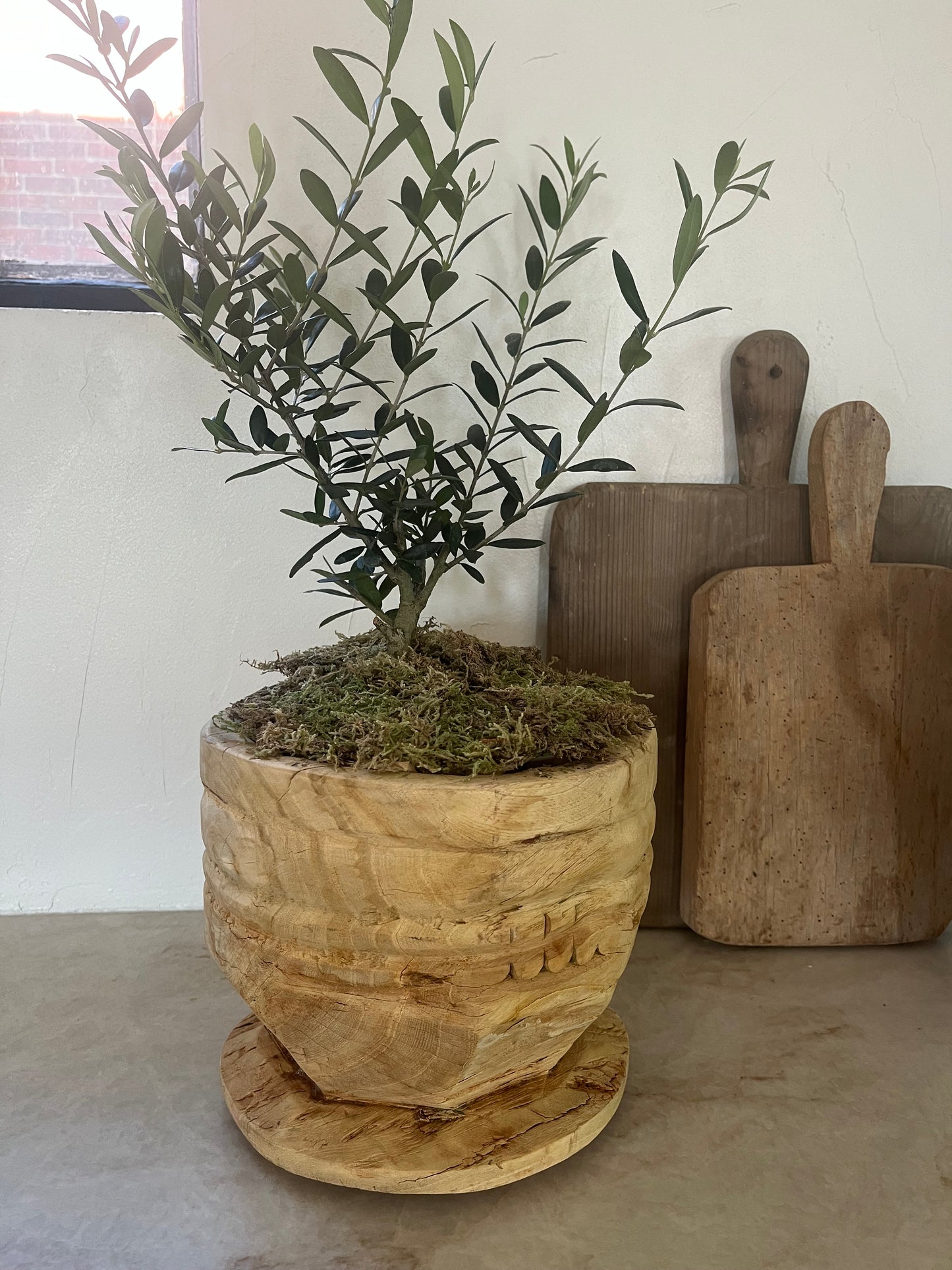 Vintage Indian Wood Capital Planters