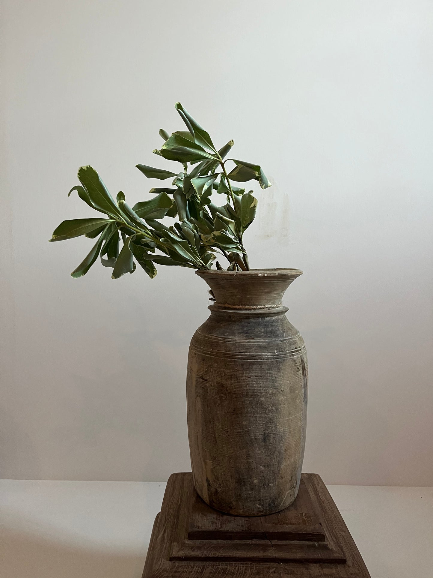 Bleached Vintage Teakwood Vase, Medium No. 003