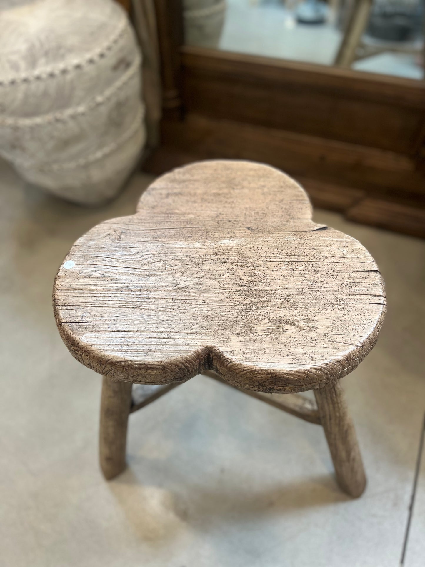 Reclaimed elm clover side table