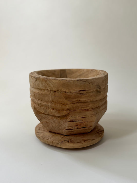 Carved Wood Mortar - Bleached