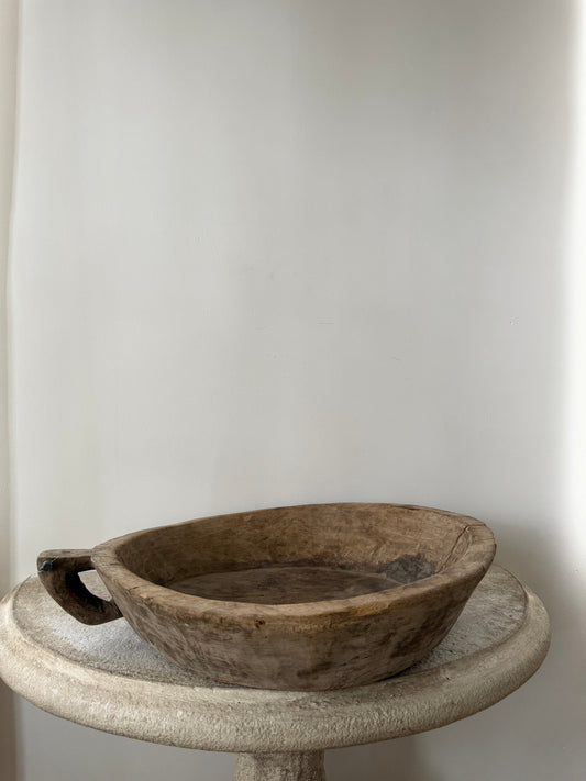 Antique Handled Round Dough Bowl I