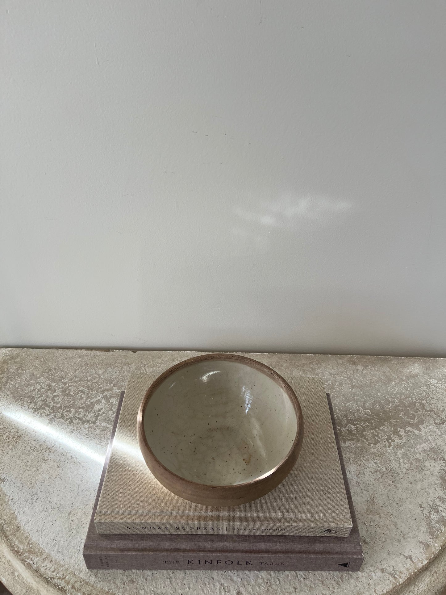 Antique French Stoneware Bowl, Brown