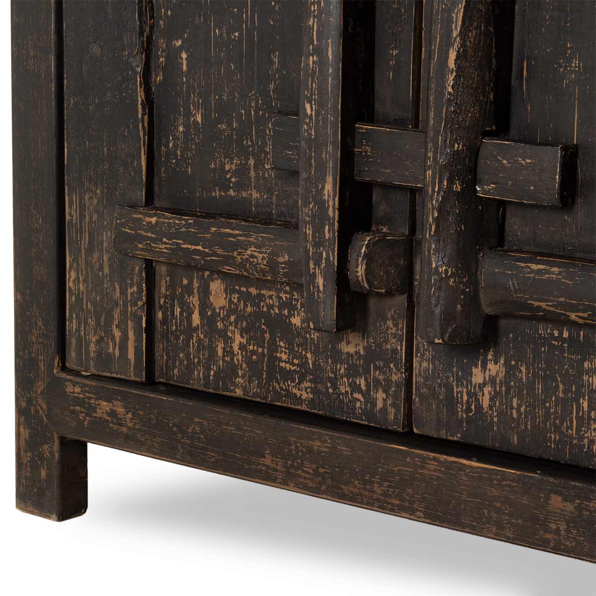 Nerine Weathered Black Four Door Elm Cabinet