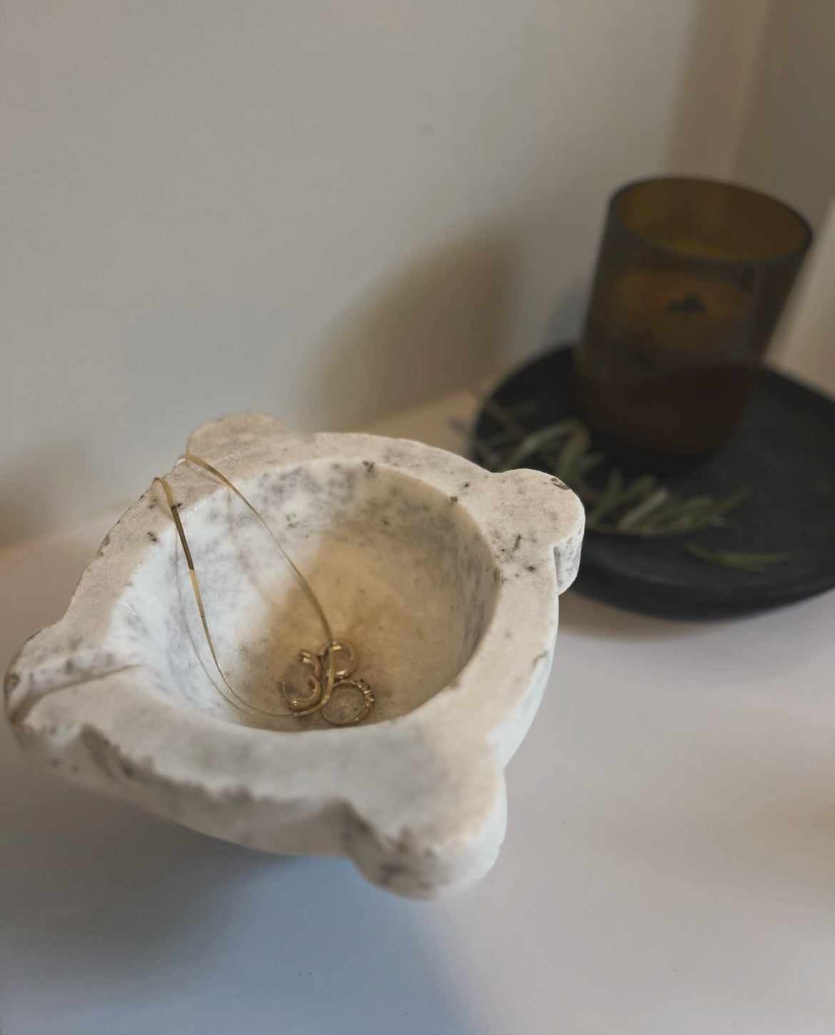 Antique French marble mortar