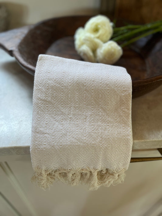 Handwoven Turkish hand towel, cream