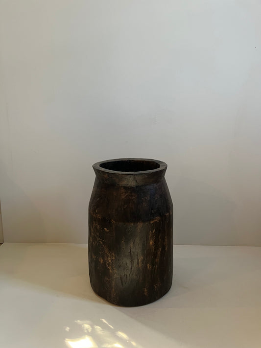 Carved Wood Planter Pot No. 003