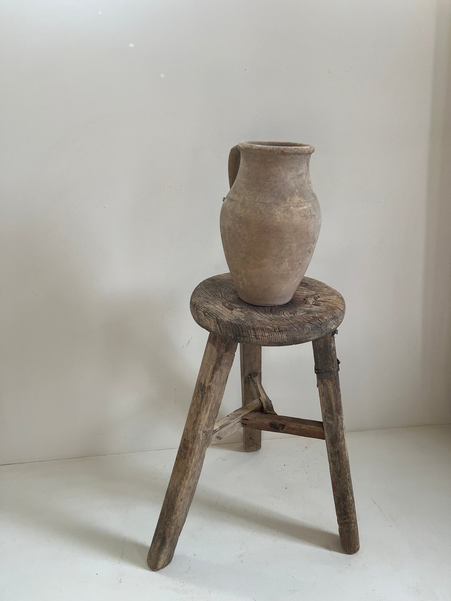 Vintage Round Elm Stool IV