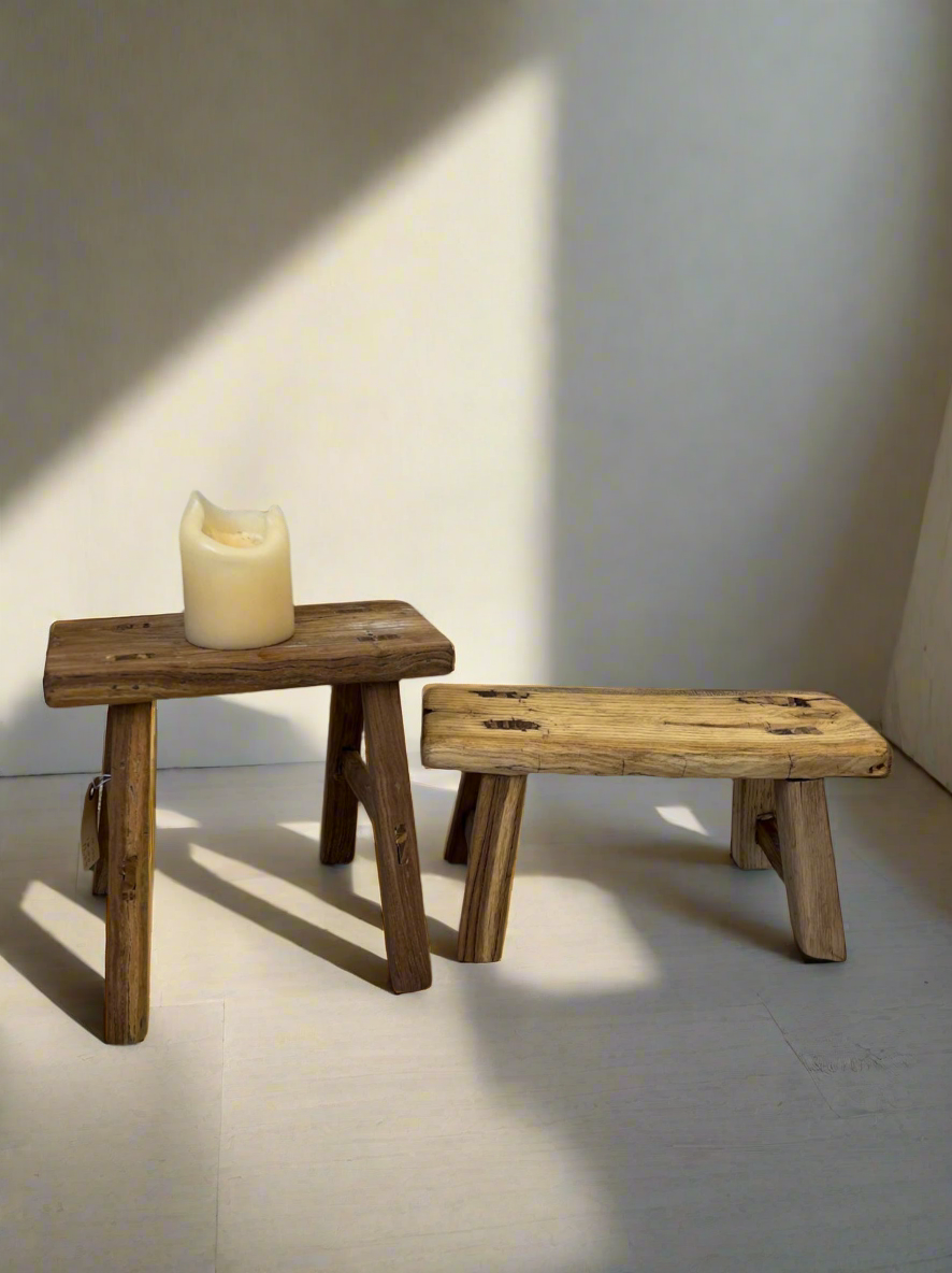 Mini vintage elm stool