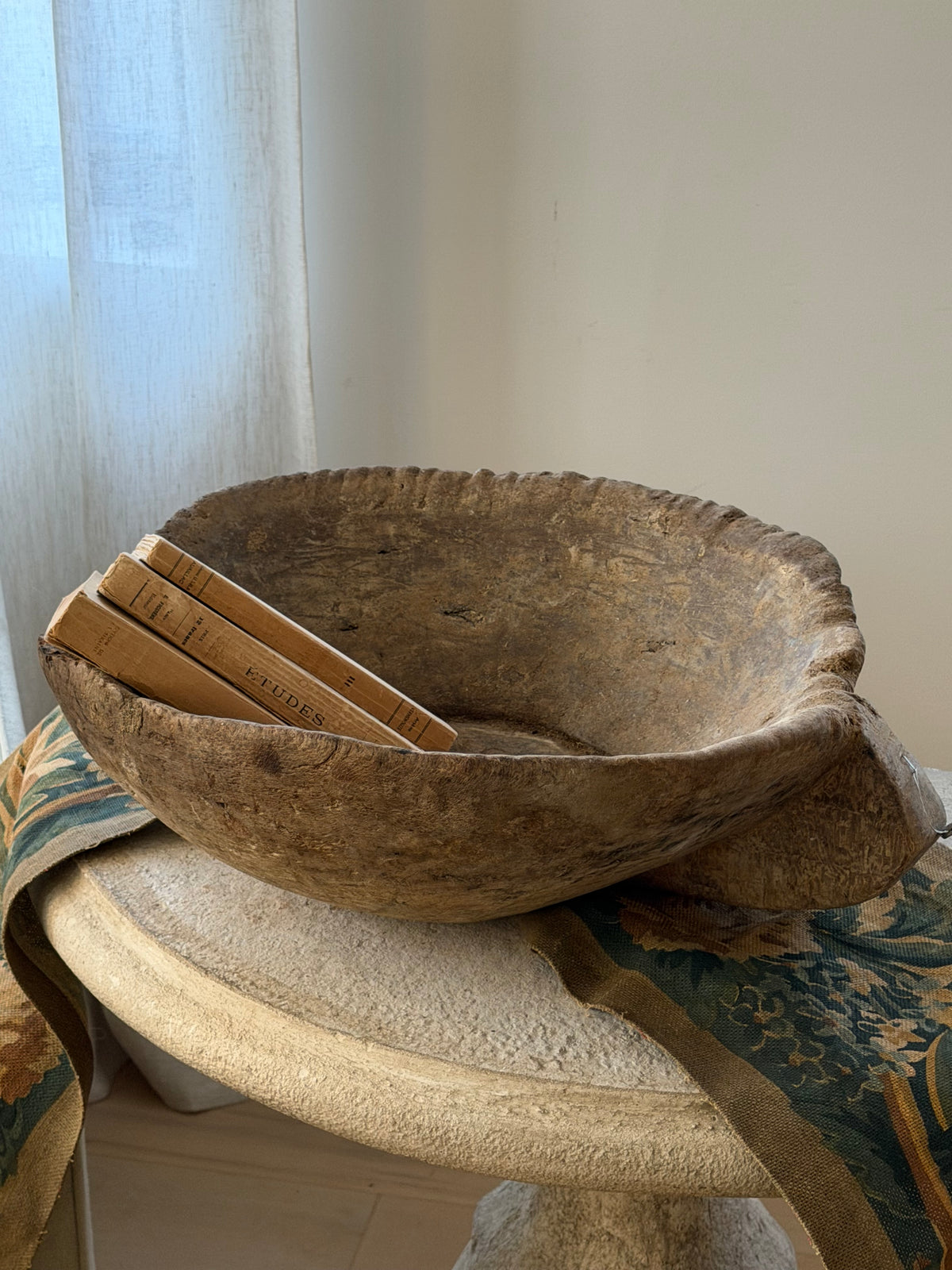 Solid Handle Antique Dough Bowl