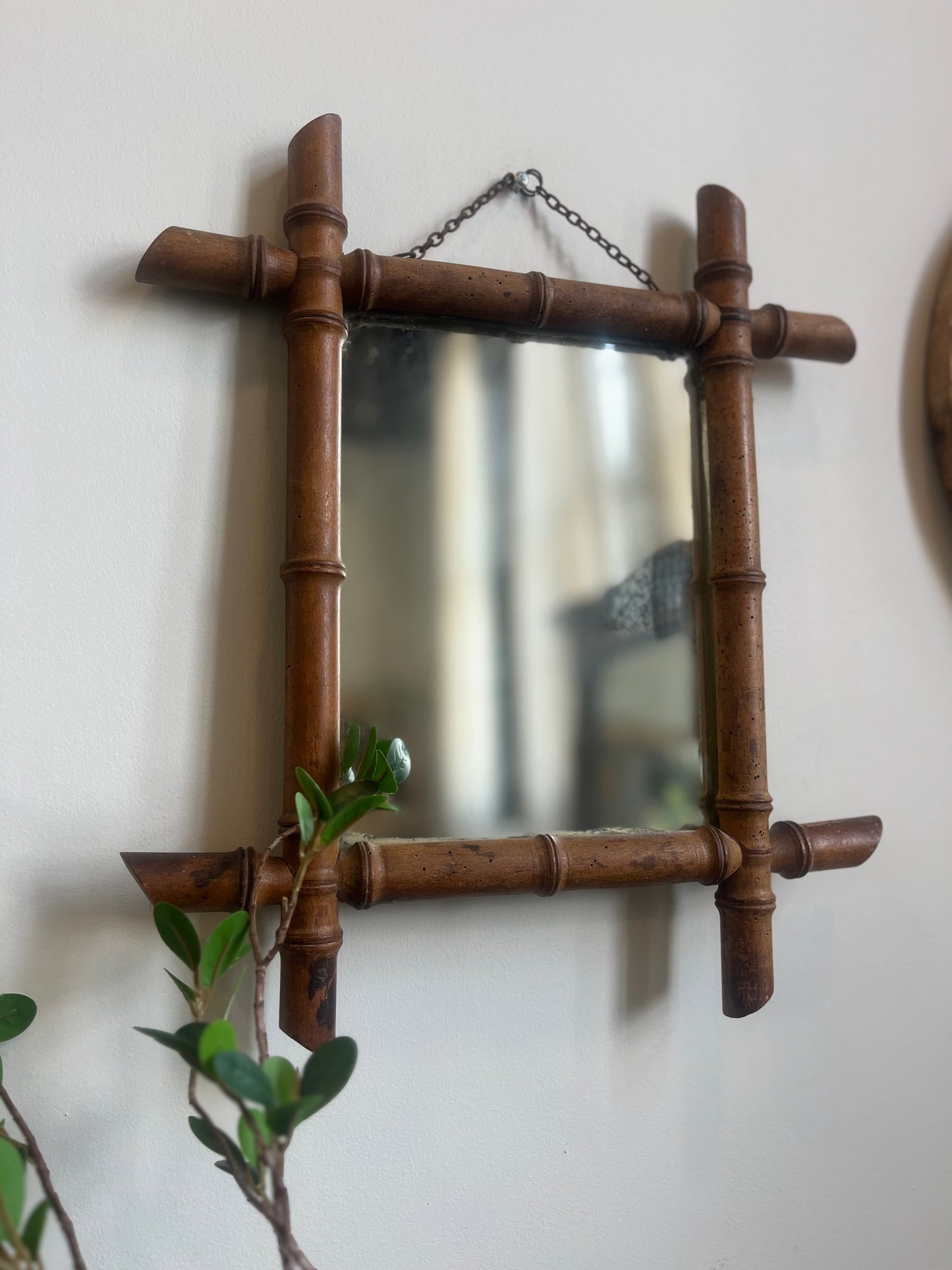 Antique French bamboo mirror