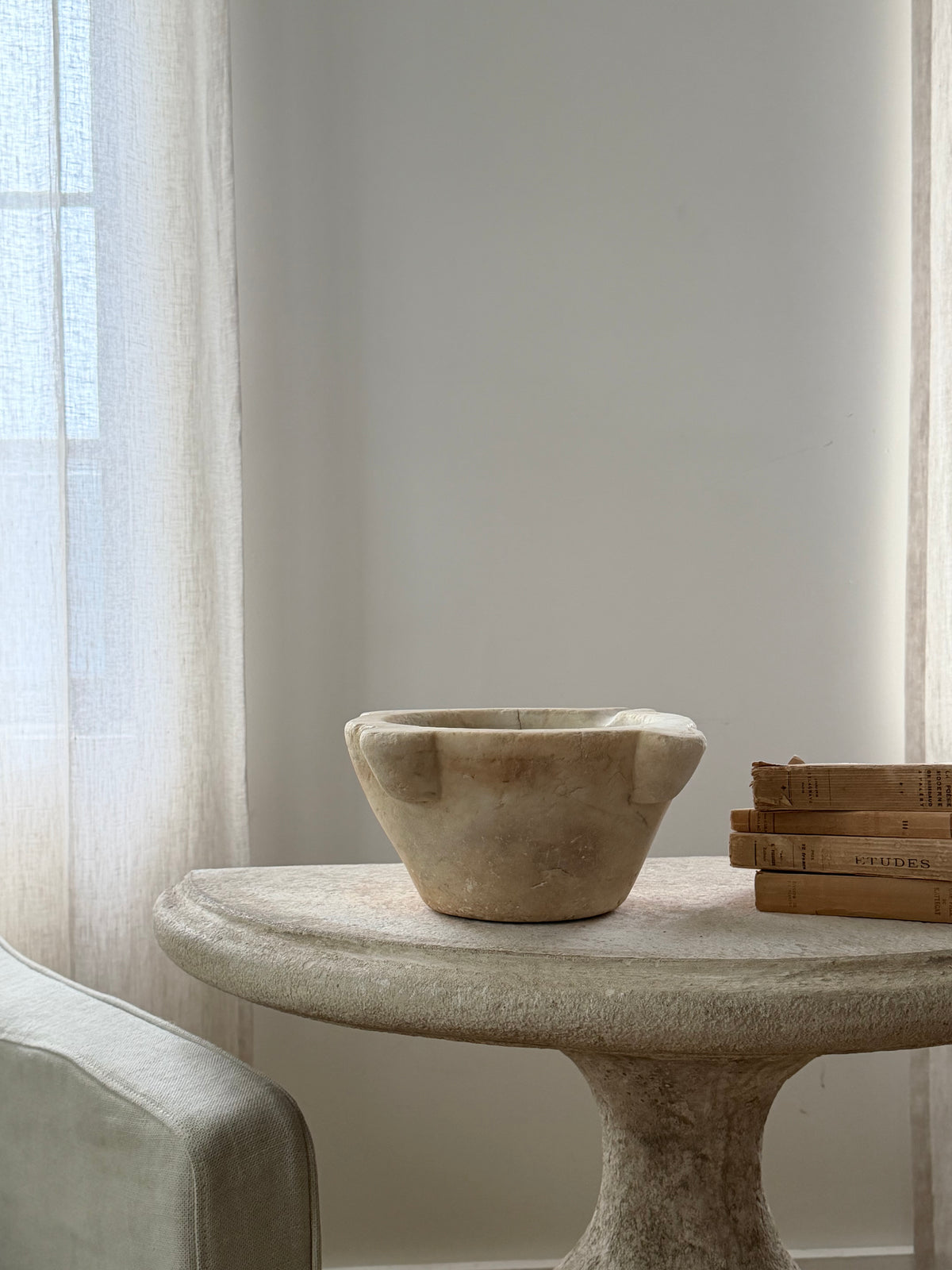 Large French Marble Mortar