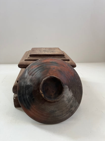 Vintage Indonesian Terracotta Raised Bowl