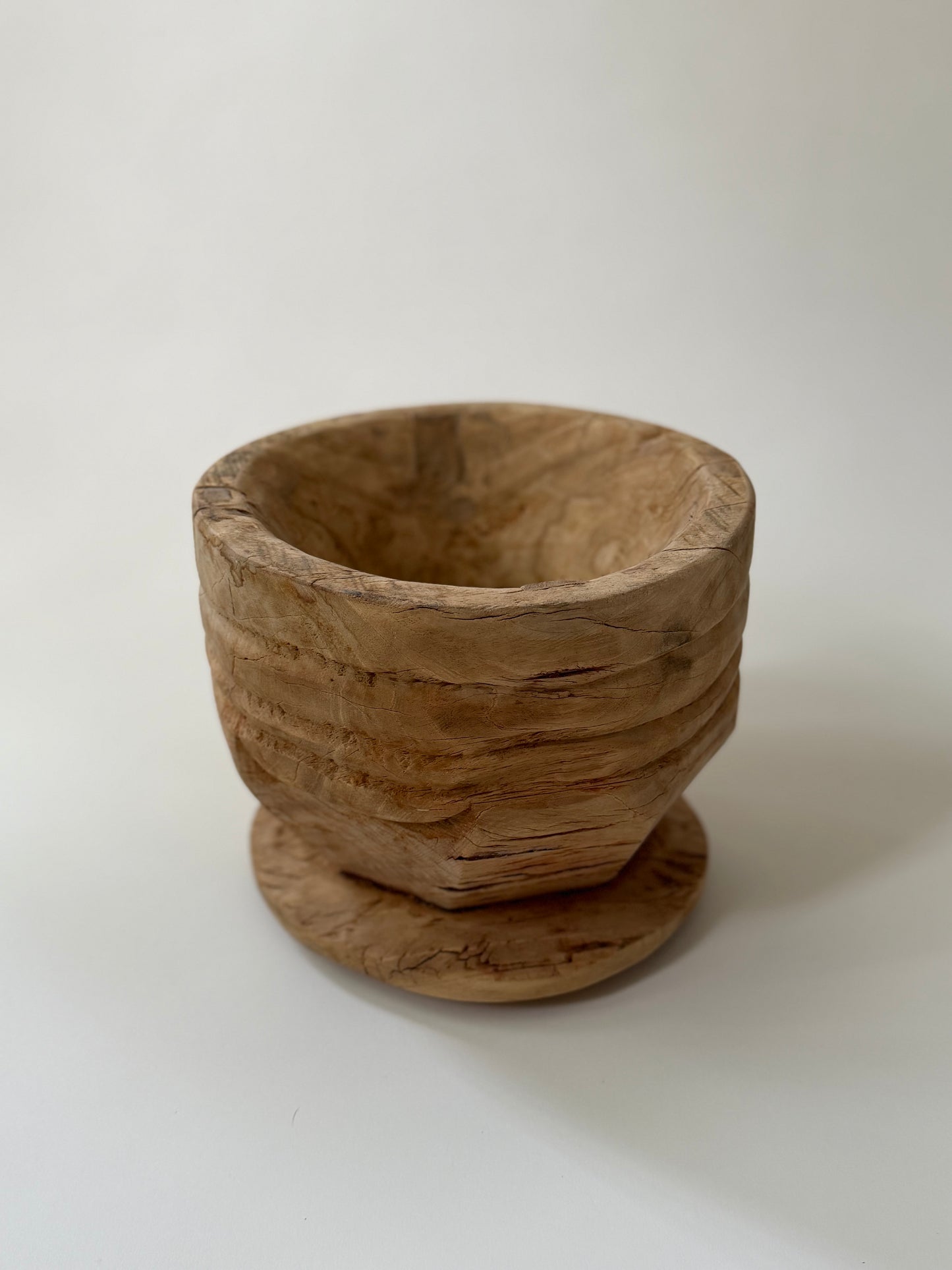 Carved Wood Mortar - Bleached