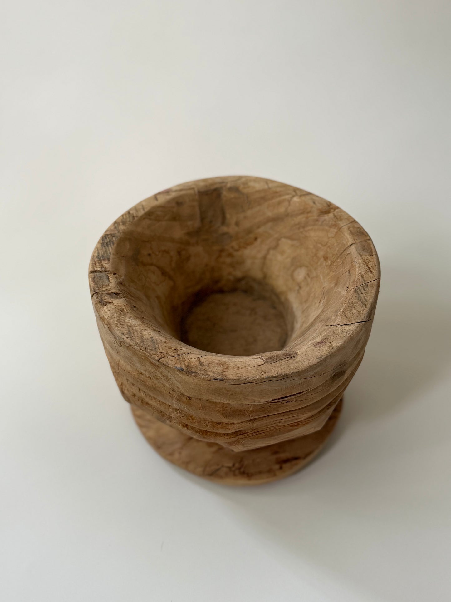 Carved Wood Mortar - Bleached