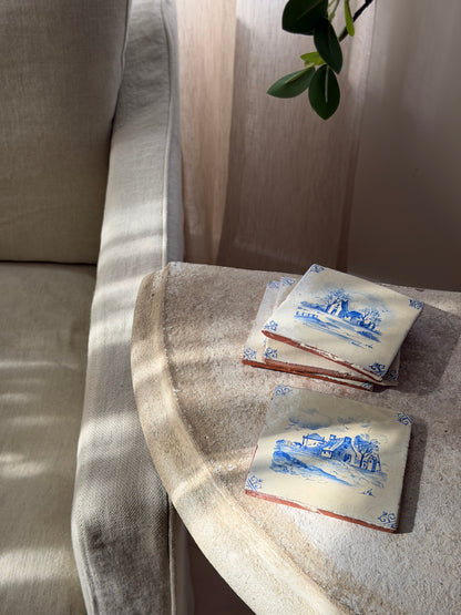Antique Delft Tiles - Country Scenes, Set of 4