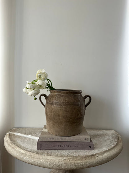 Brown Looped Handle Large Confit Jar