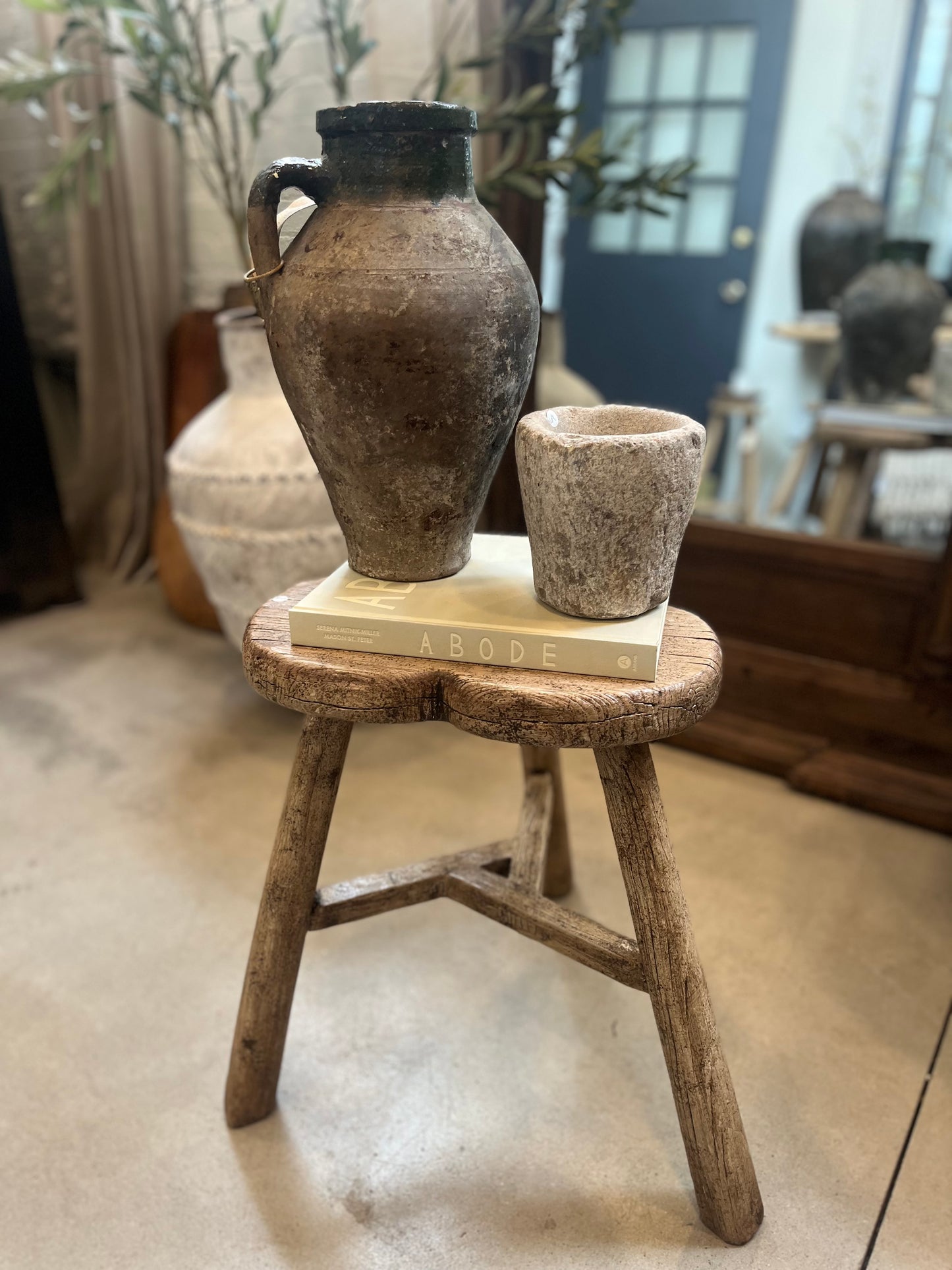 Reclaimed elm clover side table
