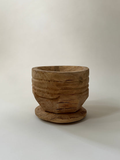 Carved Wood Mortar - Bleached