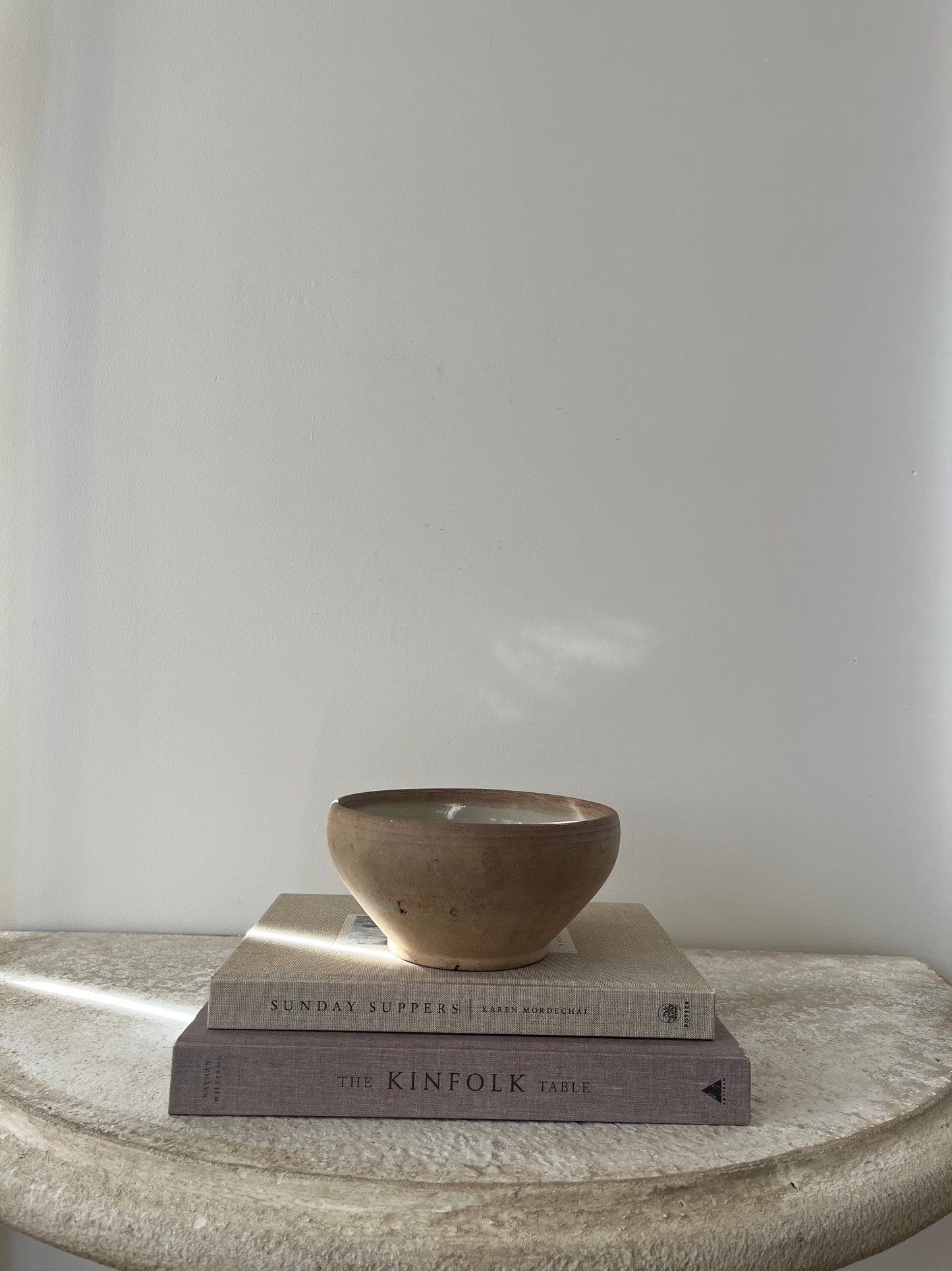 Antique French Stoneware Bowl, Brown
