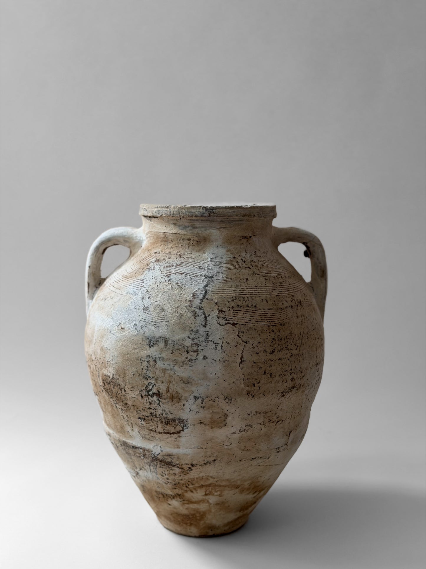 Double Handled Vessel - Cream White Wash