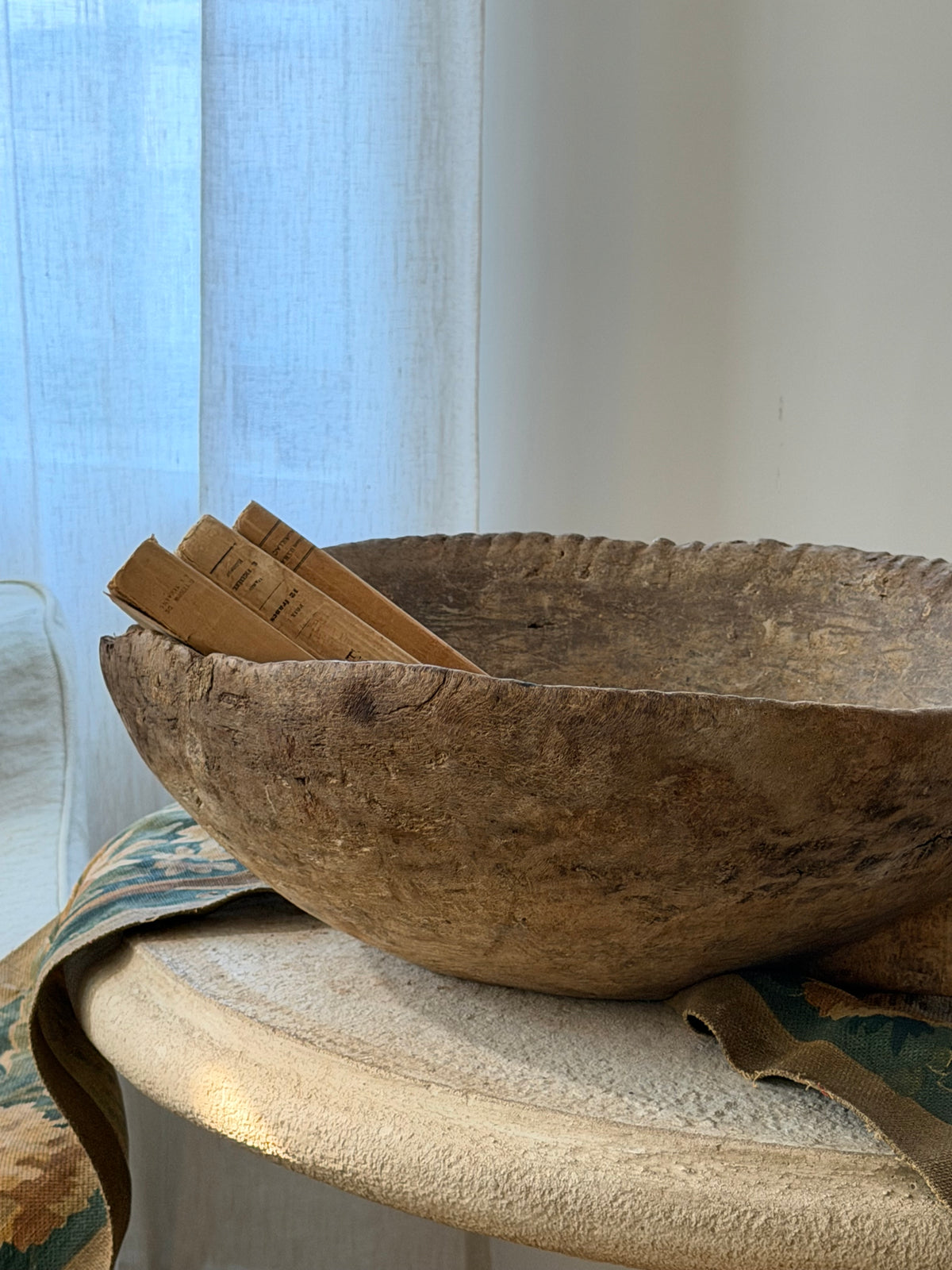 Solid Handle Antique Dough Bowl