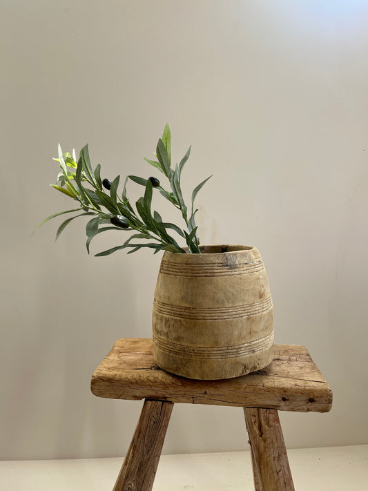 Bleached Teak Vintage Honey Pot, Medium No. 001