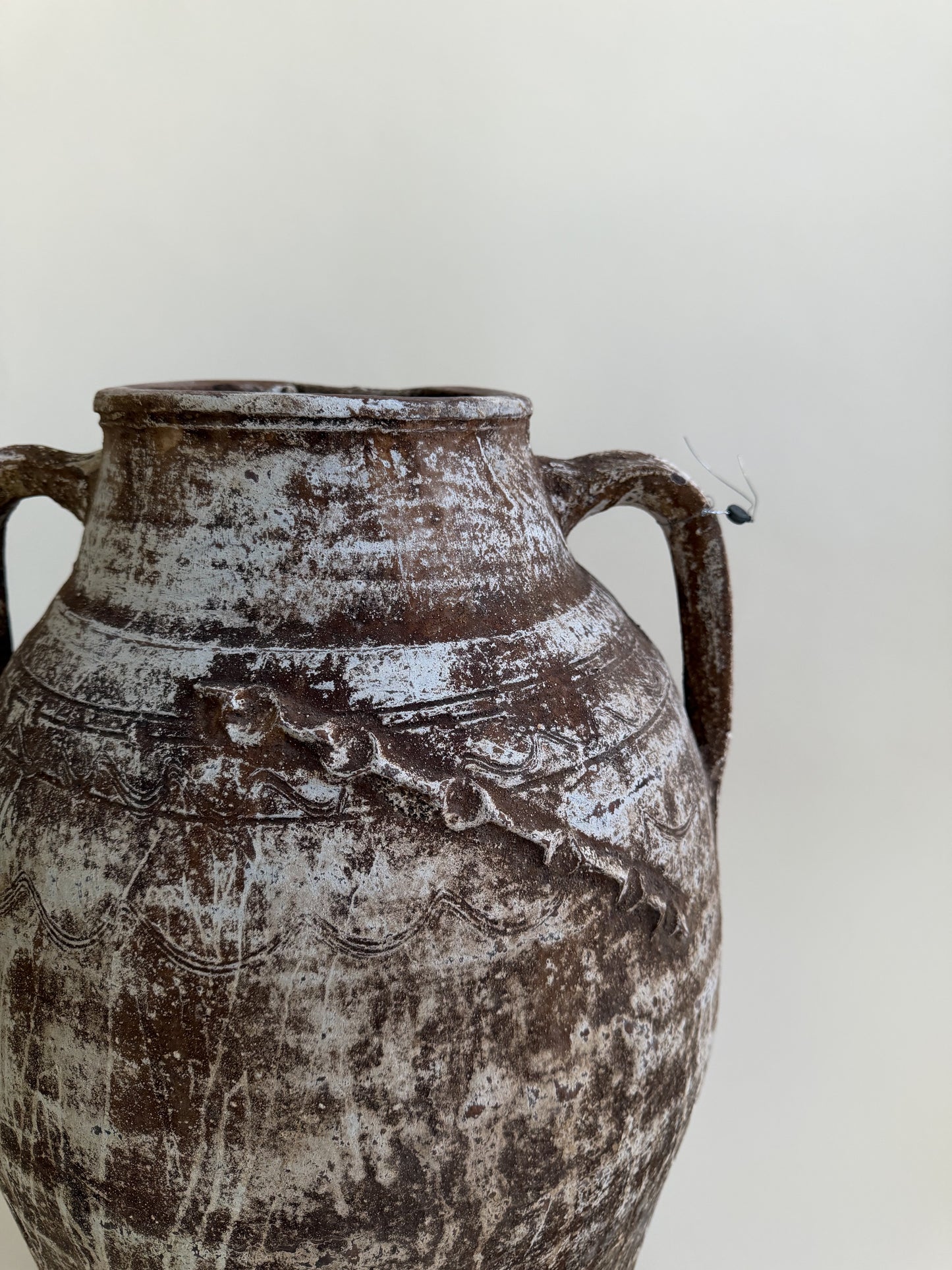Oversized Double Handled Vessel - Brown & White