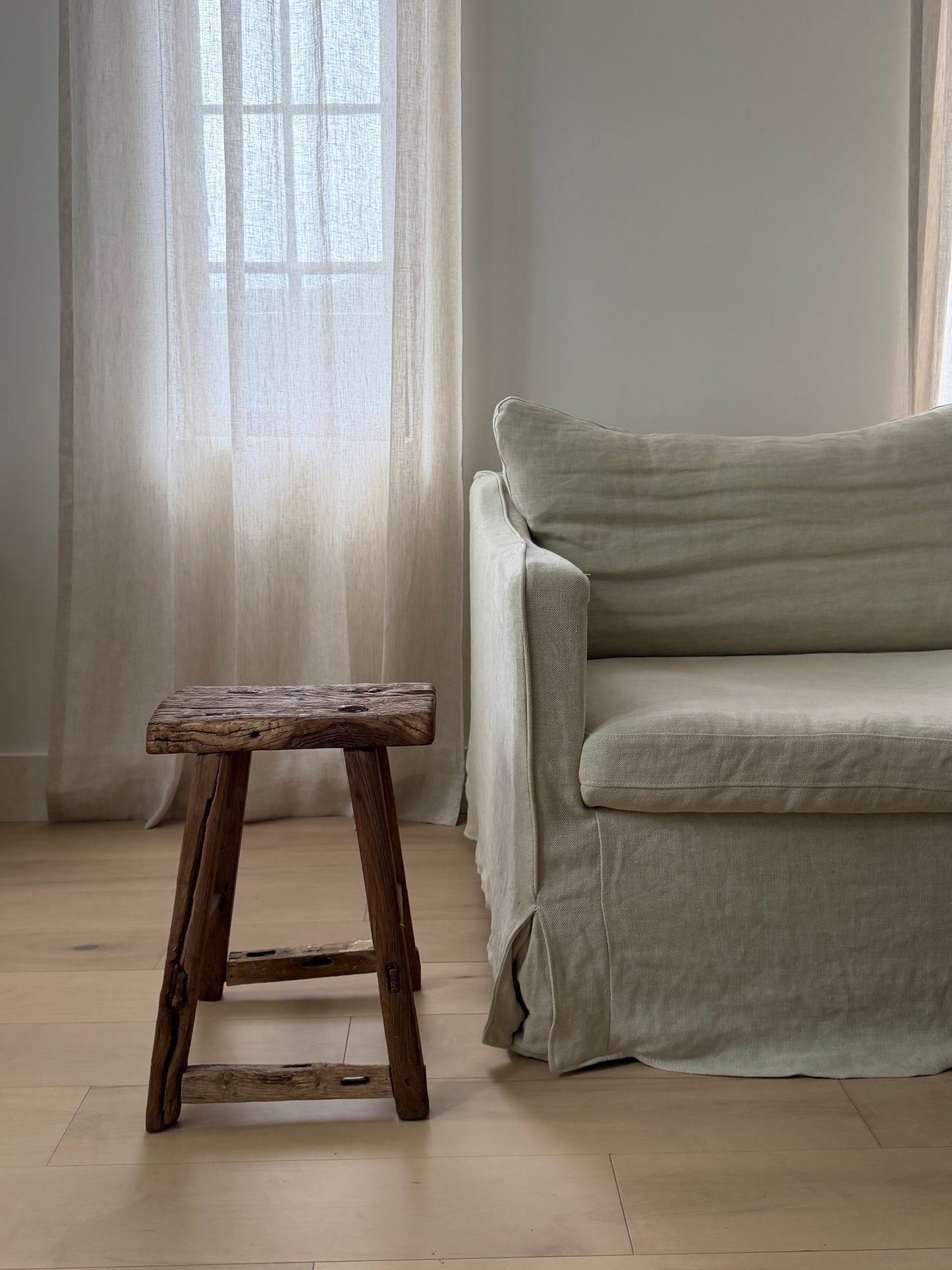 Square Elm Stool - Dark