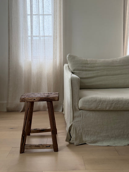 Square Elm Stool - Dark