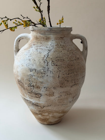 Double Handled Vessel - Cream White Wash