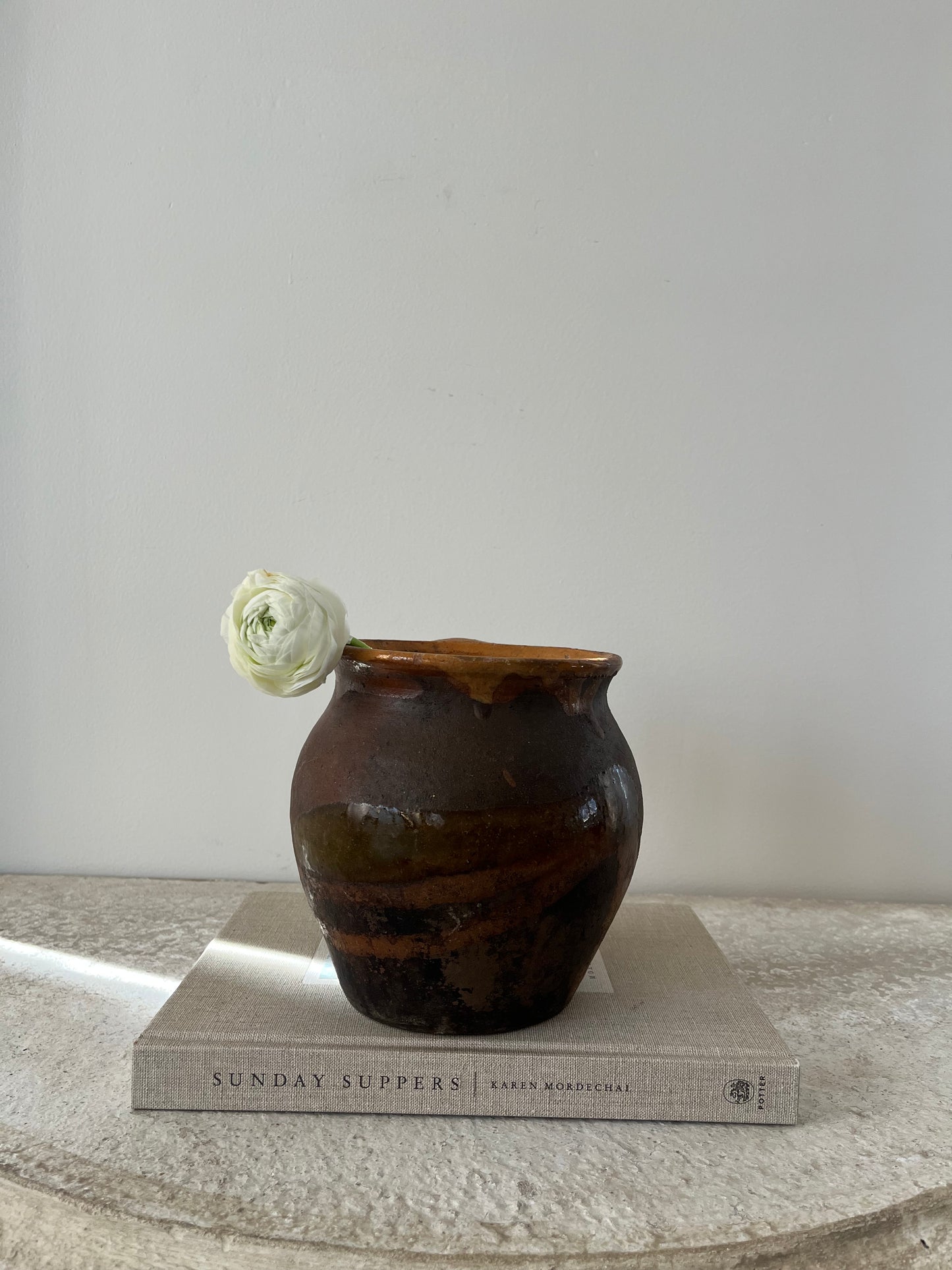 Umber & Mustard Glaze Small French Pot