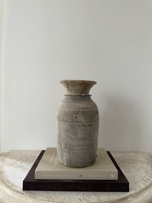 Bleached Vintage Teakwood Vase, Medium No. 003