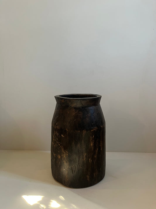 Carved Wood Planter Pot No. 003