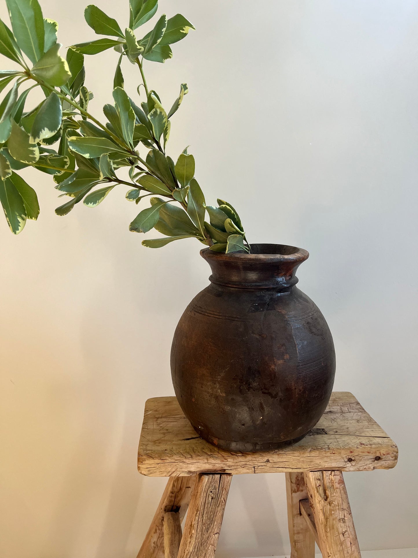 Natural Teak Wood Round Vase, Medium No. 001