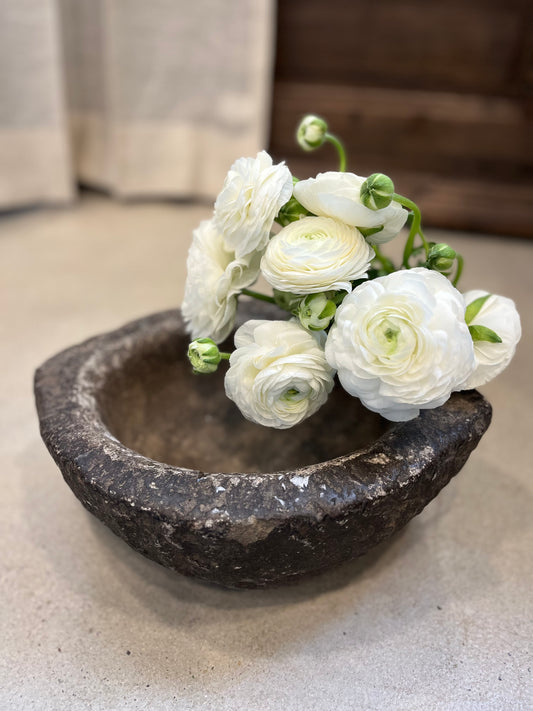 Oval stone mortar