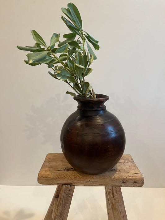 Natural Teak Wood Round Vase, Medium No. 002