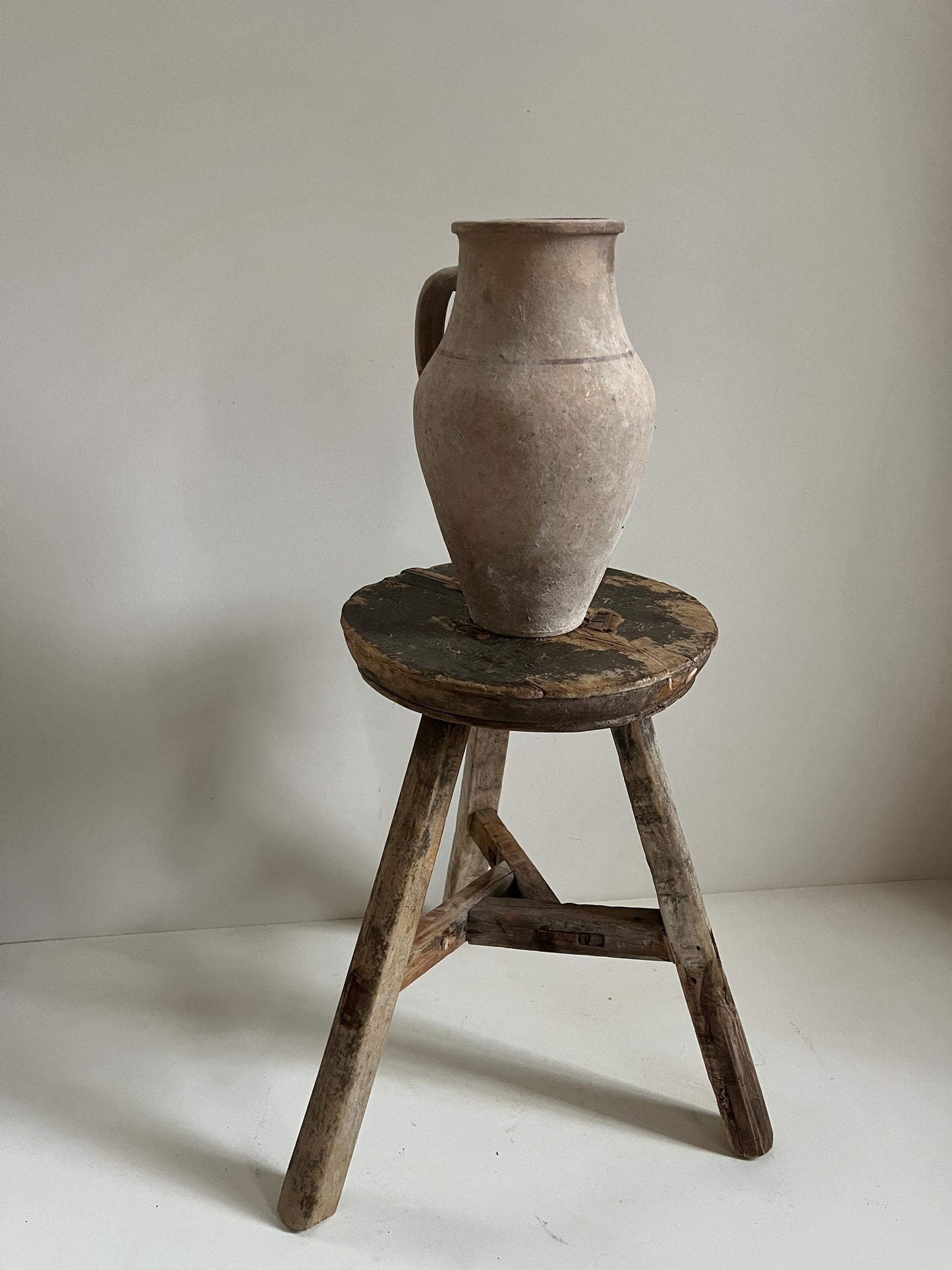Vintage Round Elm Stool I