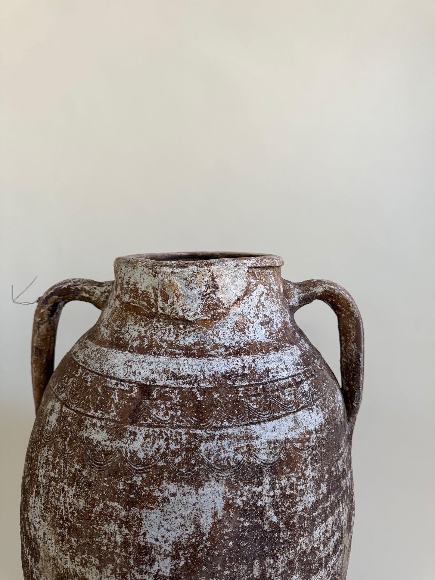 Oversized Double Handled Vessel - Brown & White