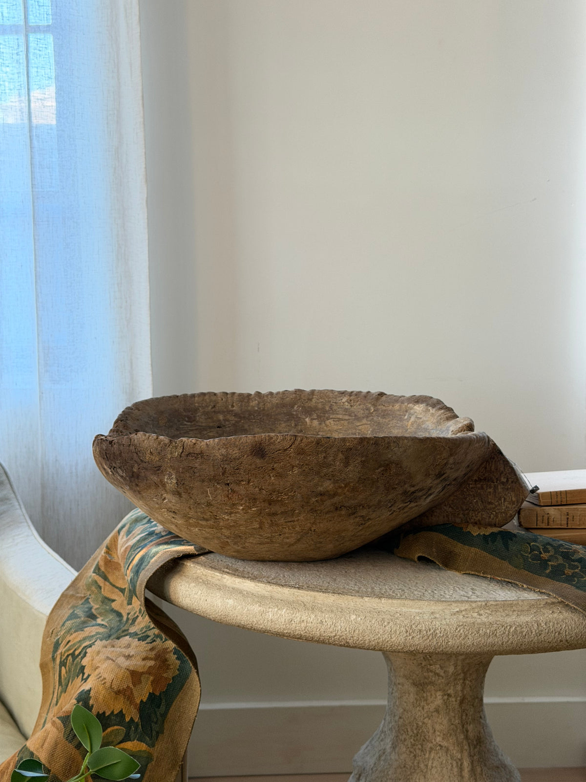 Solid Handle Antique Dough Bowl